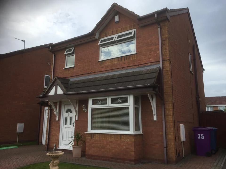 Liverpool detached property gutters blocked with debris before professional cleaning by Sefton Roof Cleaning
